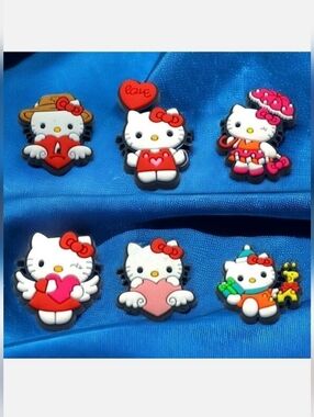 Hello Kitty 6 Pack Croc Charms Set Kawaii Cute Sanrio Jibbitz Style Bundle Y2K